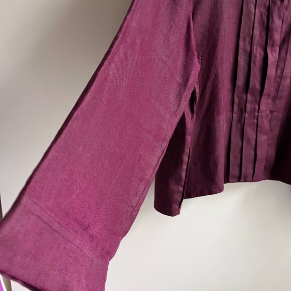 Kenzo Paris Deep Purple Linen Button Top - Picture 7 of 10